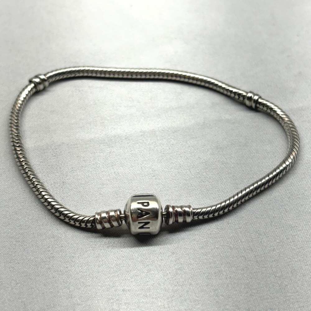 Pandora Snake Chain Bracelet Womens 8in Silver Excellent 925 ALE Moments Barrel